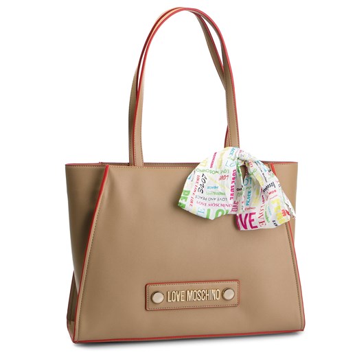 Shopper bag Love Moschino ze zdobieniami na ramię boho 