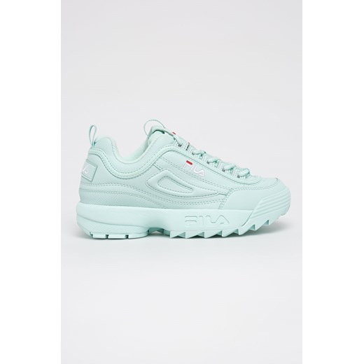 Sneakersy damskie miętowe Fila bez wzorów na platformie sznurowane