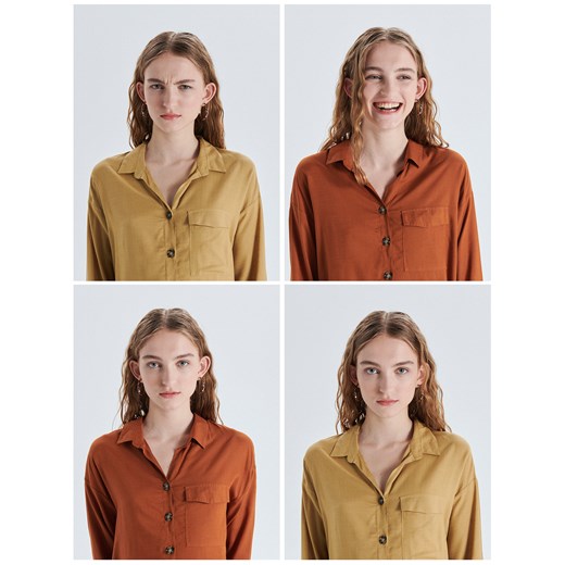 Cropp - Gładka koszula oversize - Żółty  Cropp S 