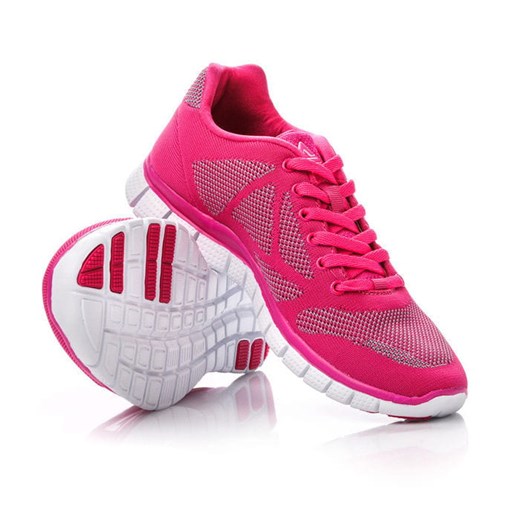 Różowe buty sportowe damskie Peak do biegania bez wzorów skórzane wiązane płaskie 