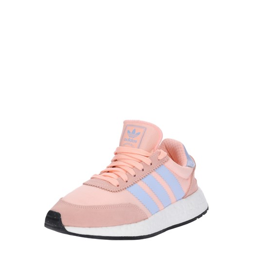 Różowe buty sportowe damskie Adidas Originals dla biegaczy młodzieżowe gładkie skórzane wiązane płaskie