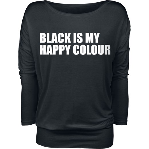 Bluzka damska Black Is My Happy Colour czarna z elastanu z długim rękawem 