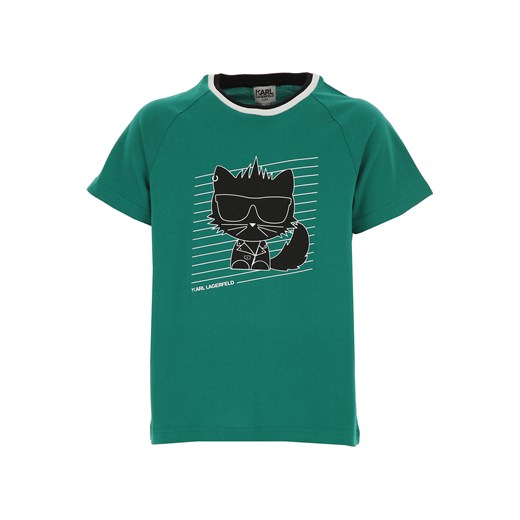 T-shirt chłopięce Karl Lagerfeld zielony w nadruki 