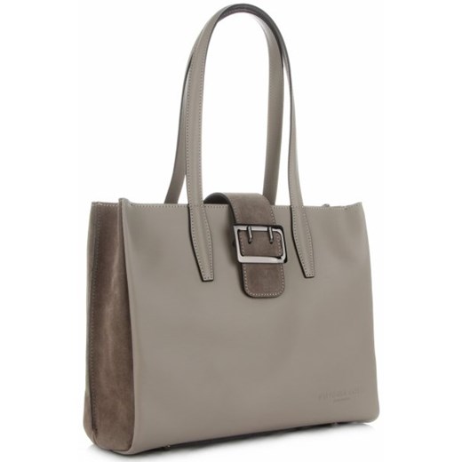 Shopper bag Vittoria Gotti na ramię bez dodatków elegancka matowa skórzana 