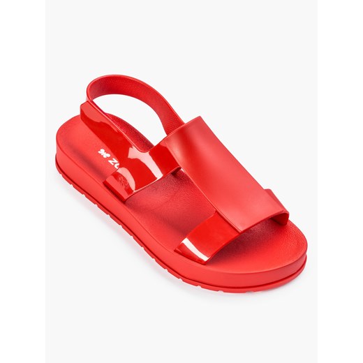 Czerwone sandały damskie Zaxy płaskie 
