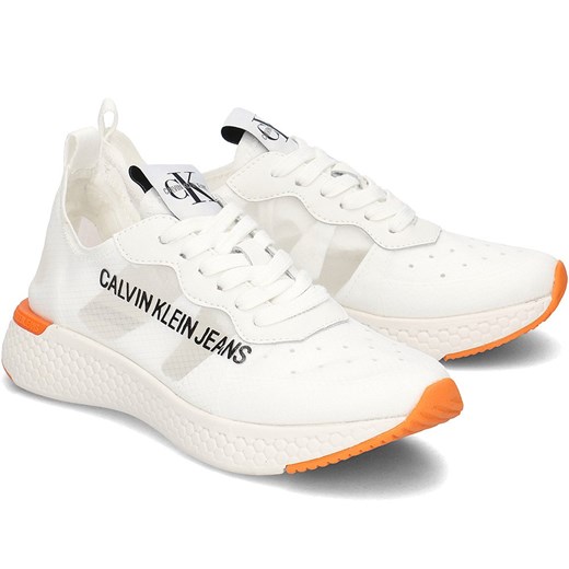 Buty sportowe damskie białe Calvin Klein sneakersy młodzieżowe wiązane skórzane 
