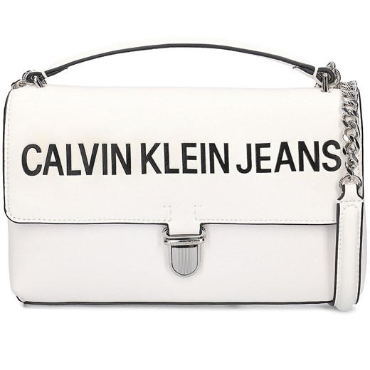Listonoszka Calvin Klein ze skóry ekologicznej biała elegancka mała 
