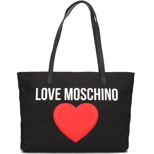 Shopper bag Love Moschino na ramię w stylu młodzieżowym duża ze skóry ekologicznej 