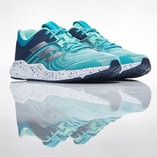 Buty sportowe damskie Adidas dla biegaczy bez wzorów niebieskie sznurowane 