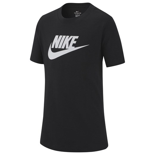 Czarny t-shirt chłopięce Nike z krótkim rękawem z napisami 