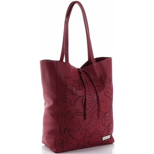 Shopper bag Vittoria Gotti skórzana fioletowa casual duża 