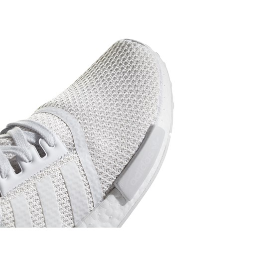 Białe buty sportowe damskie Adidas nmd płaskie bez wzorów sznurowane