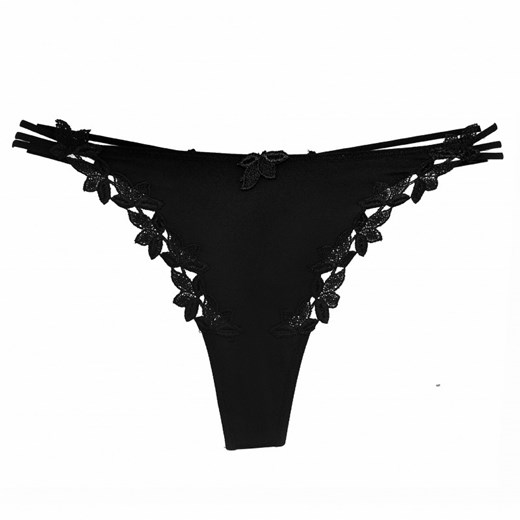 Stringi damskie hafty czarne seksowne Beauty Senses BS00768