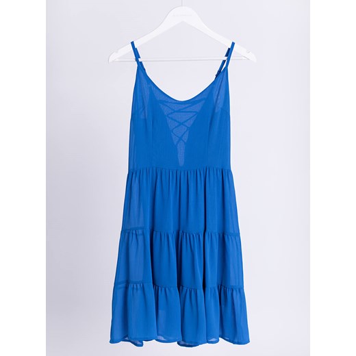 Sukienka Selfieroom niebieska na ramiączkach gładka midi 