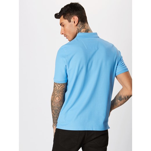 Niebieski t-shirt męski Fynch-hatton letni z krótkim rękawem bez wzorów 