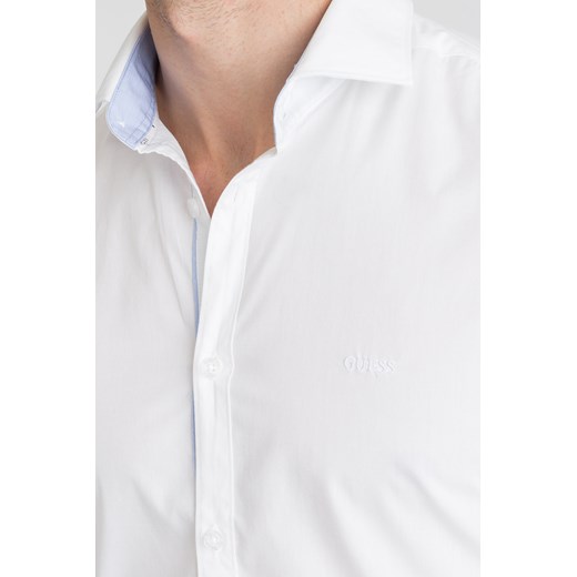 Koszula męska biała Guess bez wzorów z klasycznym kołnierzykiem 
