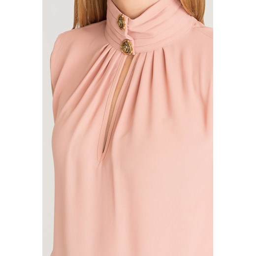 Bluzka damska różowa Elisabetta Franchi bez wzorów z długim rękawem 