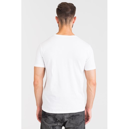 T-shirt męski biały Trussardi Jeans bawełniany z krótkim rękawem 