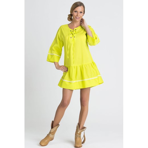 Sukienka Twin Set oversize wiosenna mini z długimi rękawami z aplikacjami  