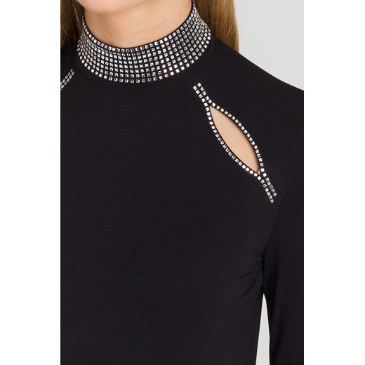 Bluzka damska Versace Collection casual czarna z golfem gładka z długim rękawem 