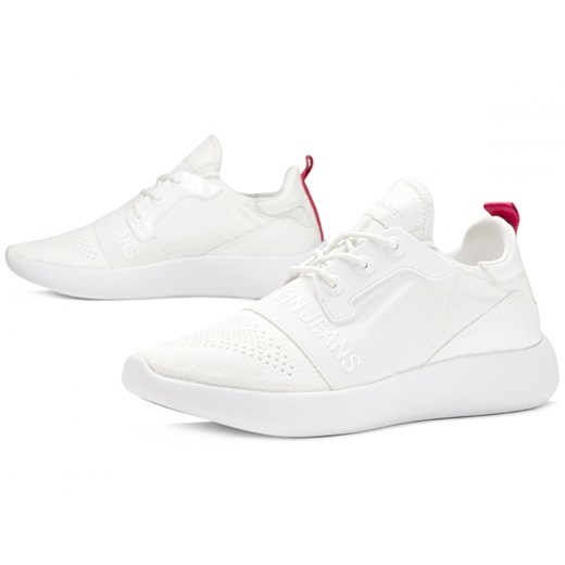 Buty sportowe damskie Calvin Klein płaskie białe sznurowane bez wzorów 