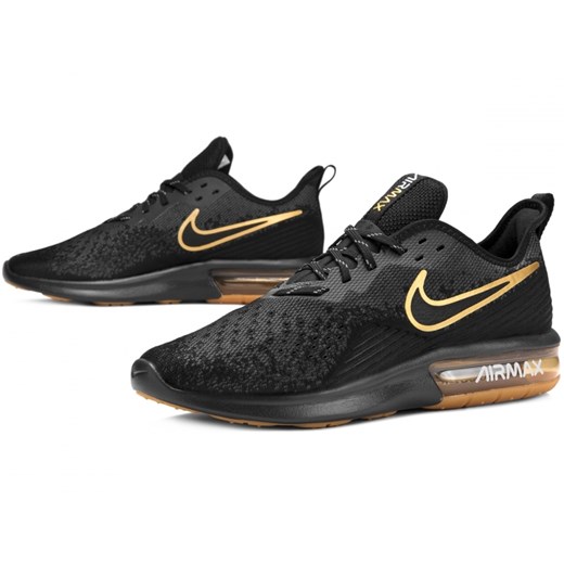 Buty sportowe męskie czarne Nike air max sequent wiązane 
