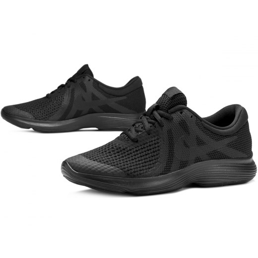 Czarne buty sportowe damskie Nike revolution gładkie wiązane na płaskiej podeszwie 
