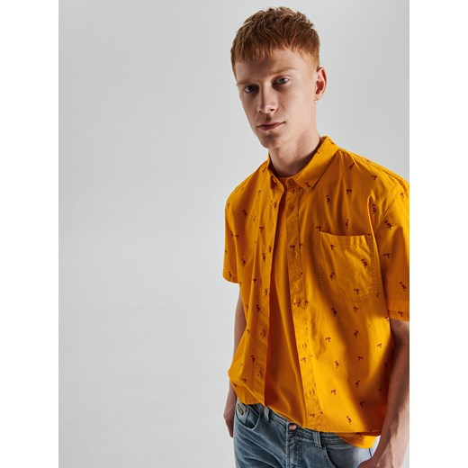 Pomarańczowy koszula męska Cropp z krótkim rękawem 