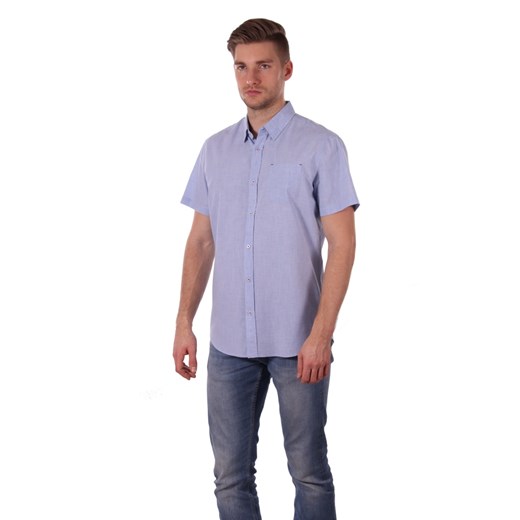Koszula męska Just yuppi bez wzorów na wiosnę bawełniana niebieska z krótkim rękawem 