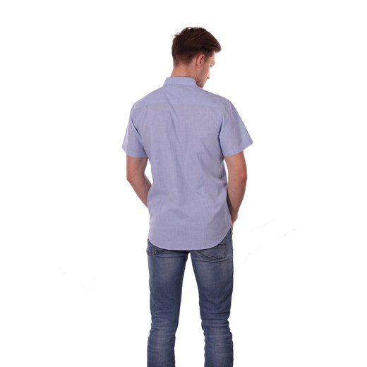 Koszula męska niebieska Just yuppi na wiosnę bez wzorów bawełniana z krótkim rękawem 