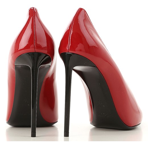 Czółenka czerwone Yves Saint Laurent eleganckie skórzane bez zapięcia 
