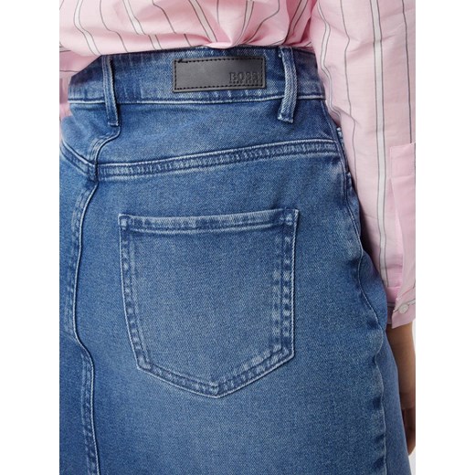 Spódnica Boss midi niebieska jeansowa 