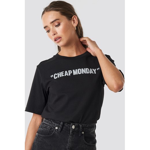 Bluzka damska czarna Cheap Monday z okrągłym dekoltem z napisami 