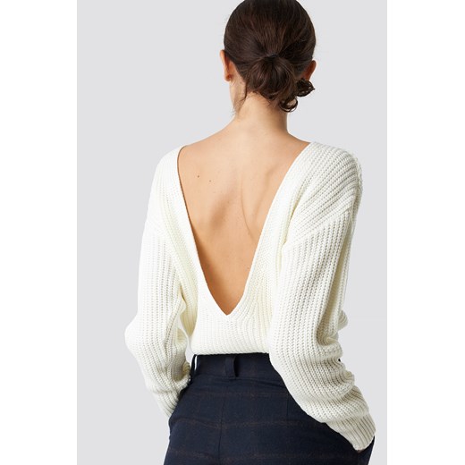 Glamorous Sweter z odkrytymi plecami - White  Glamorous X-Small NA-KD