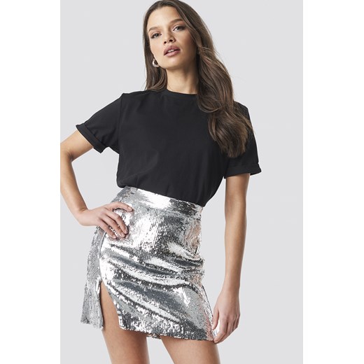 Linn Ahlborg x NA-KD Sequin Mini Skirt - Silver
