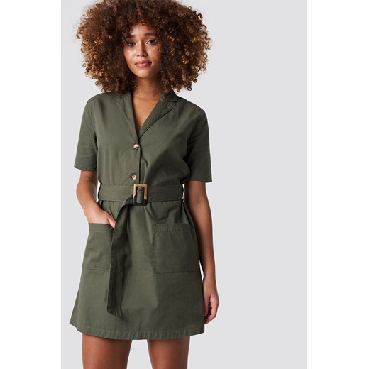 Sukienka NA-KD Trend zielona mini bez wzorów 