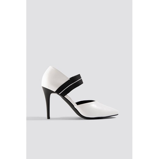 Czółenka NA-KD Shoes białe bez zapięcia ze szpiczastym noskiem bez wzorów eleganckie 