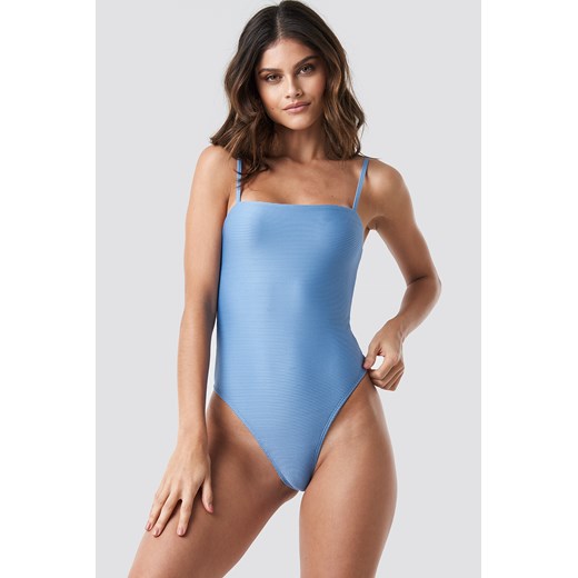 Strój kąpielowy niebieski NA-KD Swimwear casual w paski 
