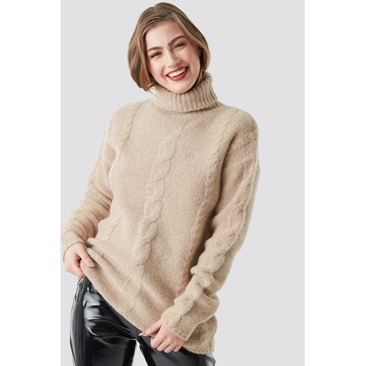 NA-KD Wool Blend Cable Knitted Sweater - Beige  Na-kd XX-Small 