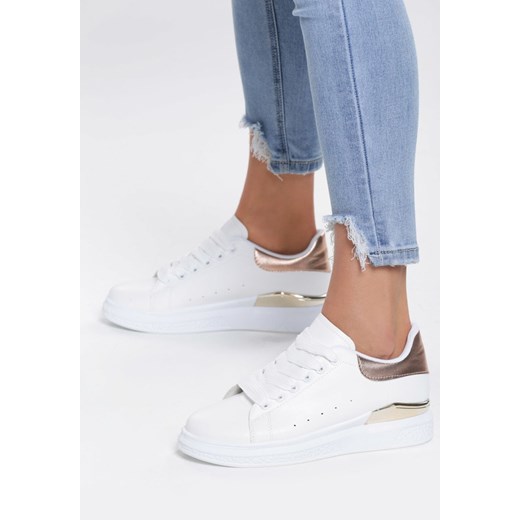 Sneakersy damskie białe Renee sznurowane bez wzorów płaskie ze skóry ekologicznej 
