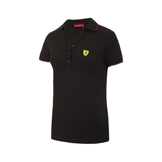 Bluzka damska Scuderia Ferrari F1 Team z kołnierzykiem czarna z krótkimi rękawami 