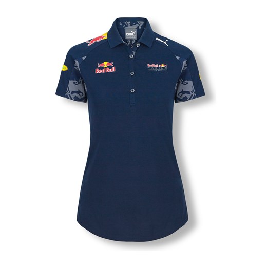 Bluzka damska niebieska Red Bull Racing F1 Team z kołnierzykiem 