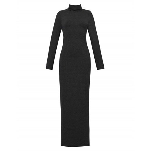 Sukienka Madnezz dopasowana czarna maxi z długim rękawem 