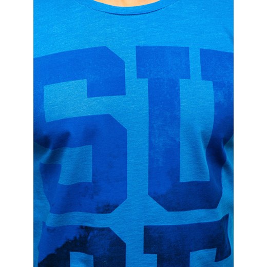 T-shirt męski z nadrukiem niebieski Bolf 1240 Denley  M wyprzedaż  
