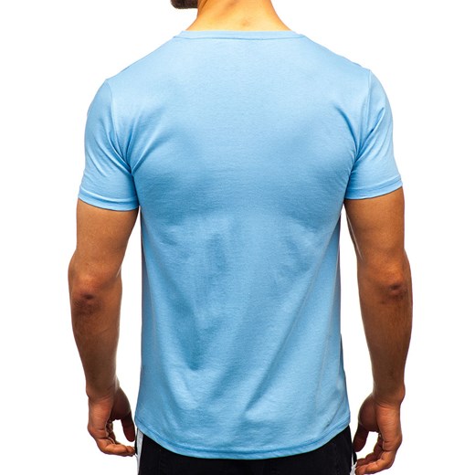 T-shirt męski z nadrukiem jasno-niebieski Bolf 181403 Denley  L wyprzedaż  