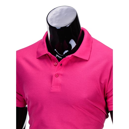 T-shirt męski Edoti.com różowy z krótkimi rękawami bez wzorów 