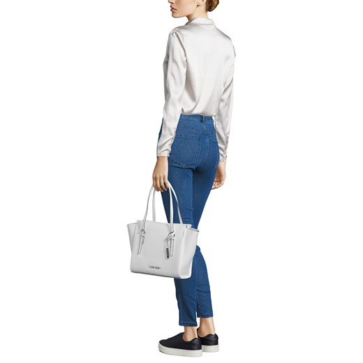 Shopper bag Calvin Klein biała duża ze skóry 
