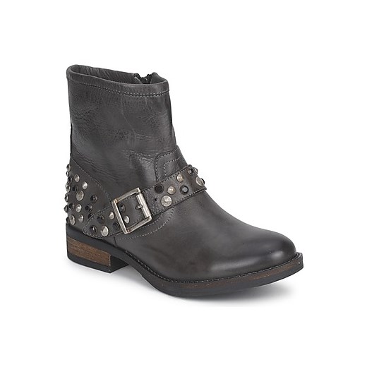 Pieces  Buty ISADORA LEATHER BOOT  Pieces spartoo szary Botki