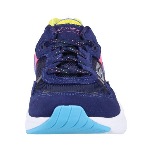 Skechers buty sportowe damskie do biegania młodzieżowe skórzane sznurowane niebieskie bez wzorów1 na platformie 