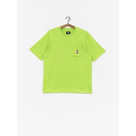 T-shirt męski zielony Stussy z krótkim rękawem 